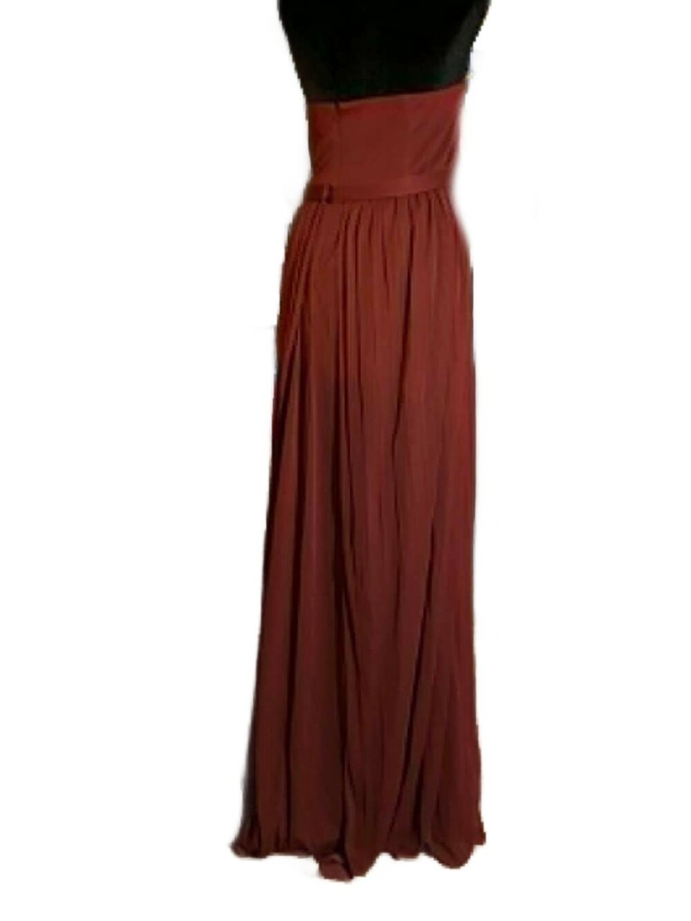 David’s Bridal Size 20 Rust Burgandy Strapless Chiffon Maxi Bridesmaid Dress - Picture 3 of 3